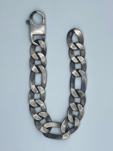 Handcrafted Italian 15mm Figaro Chain Bracelet in .925 Sterling Silver, 9"