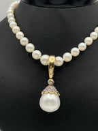 South Sea Cultured Baroque Pearl Enhancer with 13 Diamonds in 14k Yellow Gold