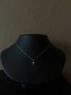 Dainty Mini Diamond Cross Necklace in 14k White Gold
