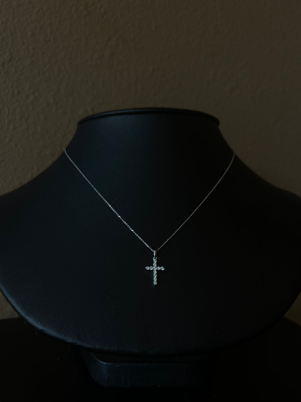 Elegant Diamond Cross Necklace in 14k White Gold