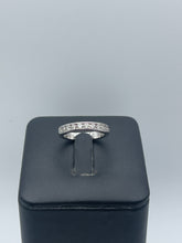 Load image into Gallery viewer, 14k White Gold Half Diamond Wedding Band - Featuring 0.35ctw Round Diamonds
