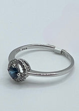 Load image into Gallery viewer, 14k White Gold Round Sapphire and Diamond Halo Ring
