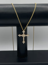 Load image into Gallery viewer, Diamond and 14k Yellow Gold Cross Necklace
