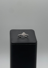 Load image into Gallery viewer, 14k White Gold Diamond Quatrefoil Ring - Beaded Band Design with Intricate Detailing
