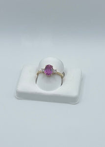 Elegant 18k Yellow Gold Pink Sapphire Ring with 0.20ct Diamonds, Size 6.5