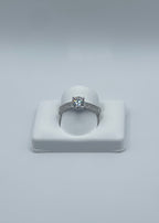 Classic 14K White Gold Round-Cut Diamond Engagement Ring with Engraved Band - 0.97 Carat, Lab F VS1