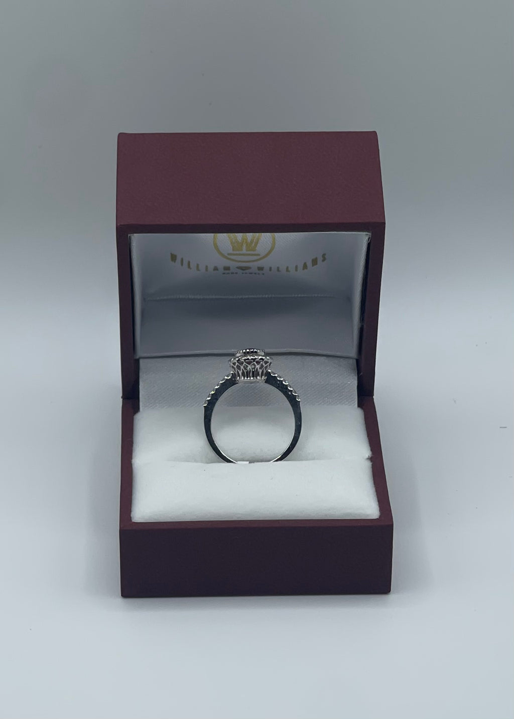 Luxurious 14k White Gold 0.75ct Round Ruby and 0.35ctw Diamond Halo Ring