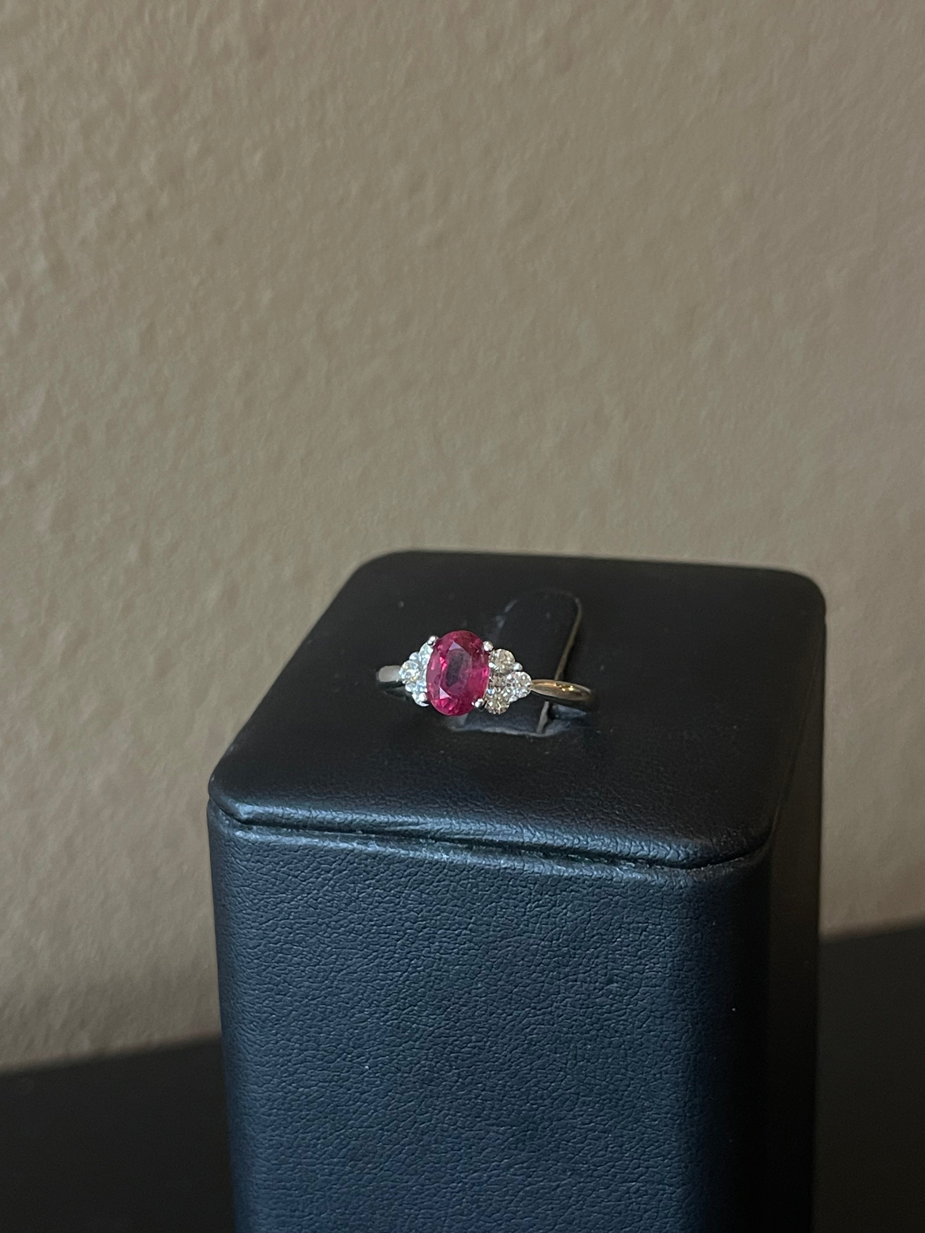 Exquisite 14k White Gold Ruby and Diamond Ring