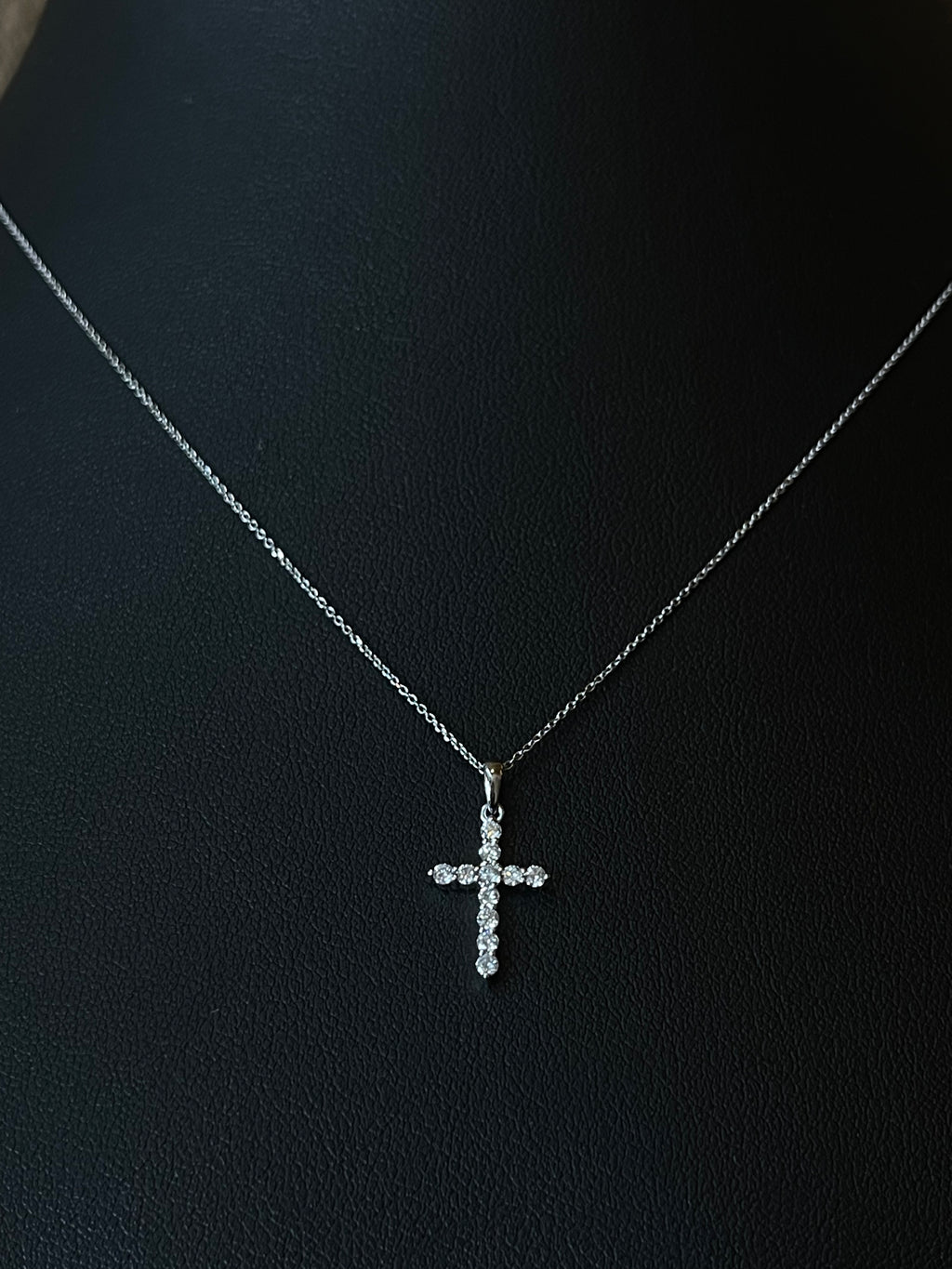 Elegant Diamond Cross Necklace in 14k White Gold