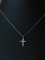 Elegant Diamond Cross Necklace in 14k White Gold