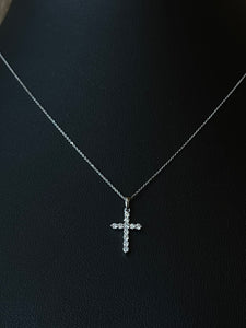Elegant Diamond Cross Necklace in 14k White Gold