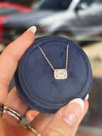 Natural Emerald Diamond Pendant with Accent Diamond Halo