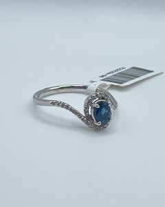 14k White Gold Oval Sapphire and Diamond Ring