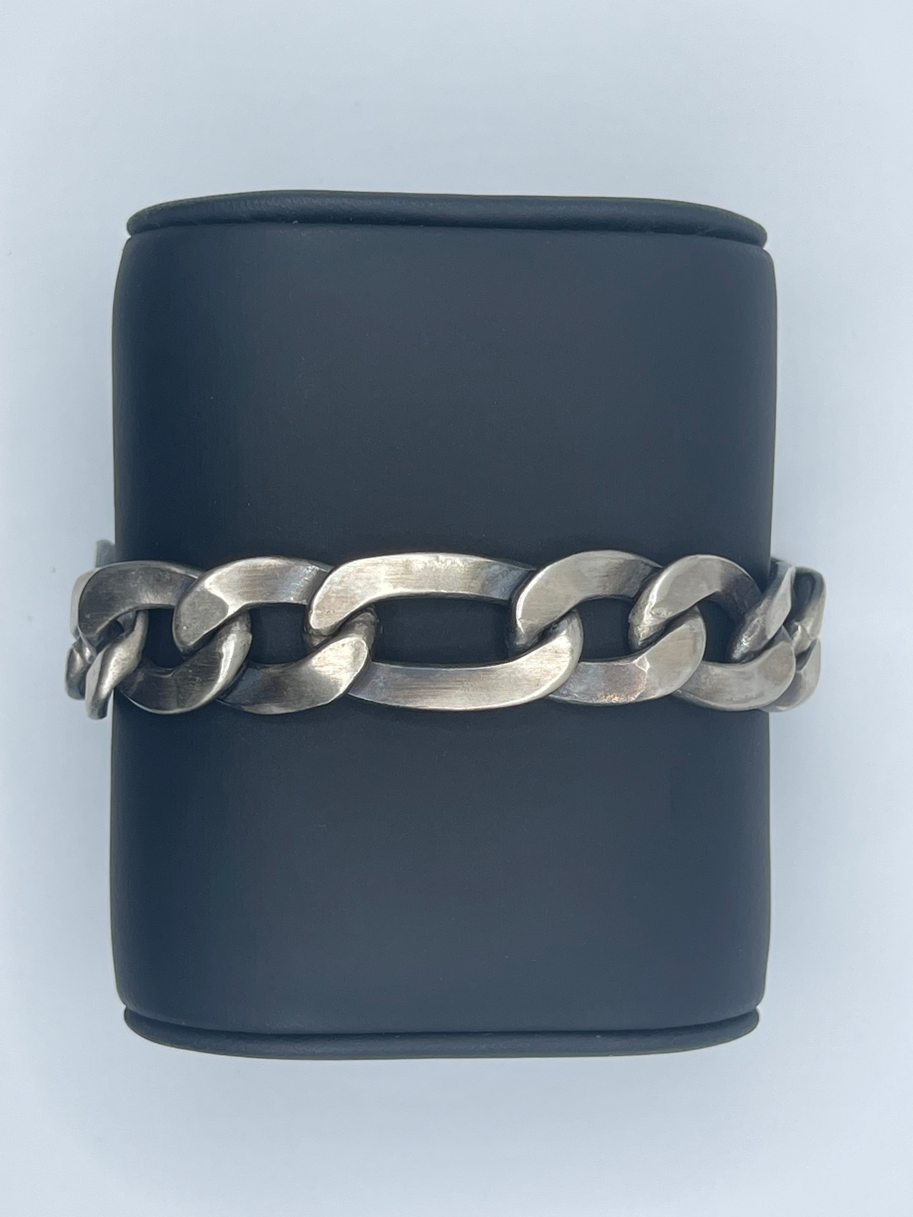 Handcrafted Italian 15mm Figaro Chain Bracelet in .925 Sterling Silver, 9"