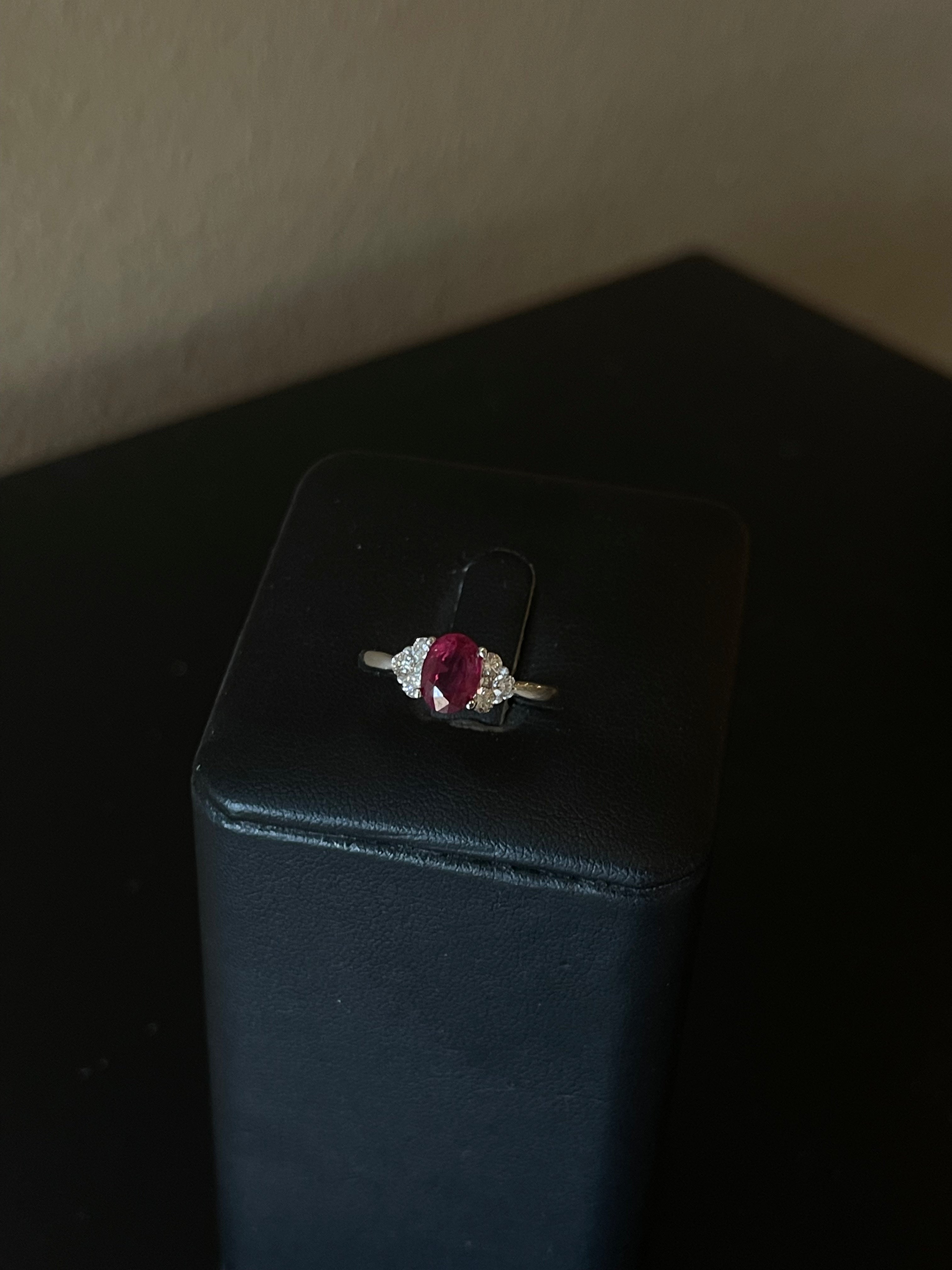 Exquisite 14k White Gold Ruby and Diamond Ring