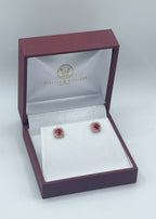 Enchanting 14K Rose Gold 0.70ctw Round Ruby and 0.20ctw Diamond Square Stud Earrings
