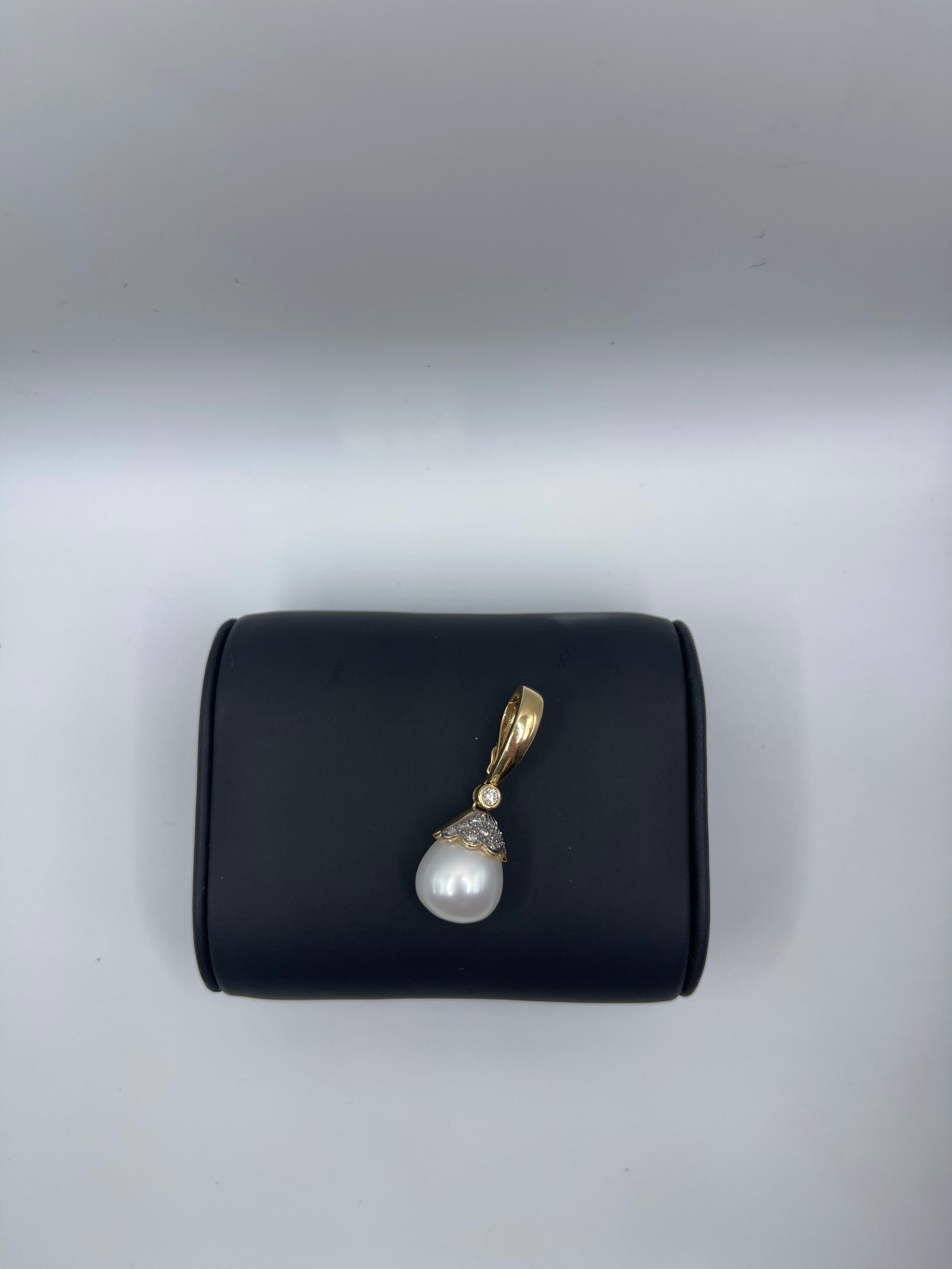 South Sea Cultured Baroque Pearl Enhancer with 13 Diamonds in 14k Yellow Gold