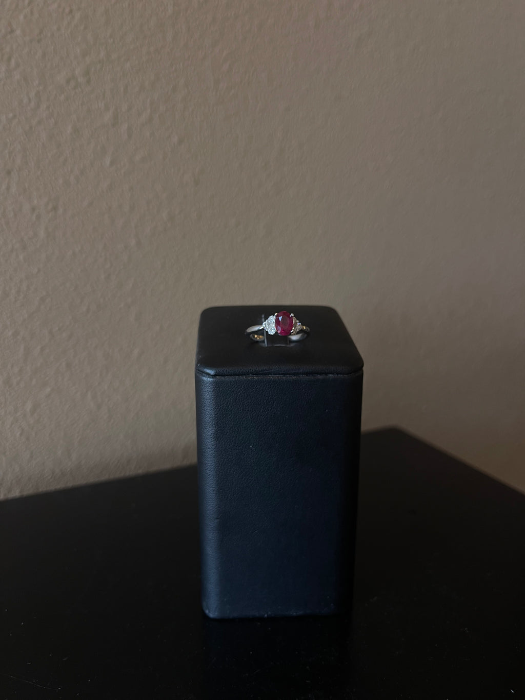 Exquisite 14k White Gold Ruby and Diamond Ring