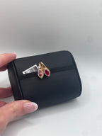 14k Yellow Gold Marquise-Cut 1.30ctw Ruby and 0.40ctw Diamond Drop Earrings