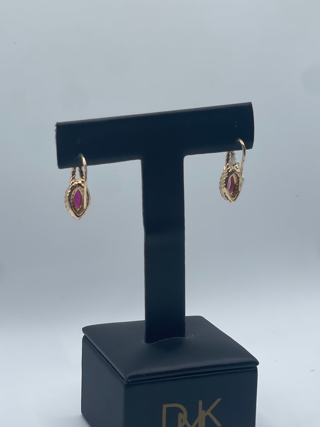 14k Yellow Gold Marquise-Cut 1.30ctw Ruby and 0.40ctw Diamond Drop Earrings