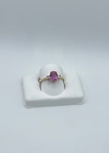 Load image into Gallery viewer, Elegant 18k Yellow Gold Pink Sapphire Ring with 0.20ct Diamonds, Size 6.5
