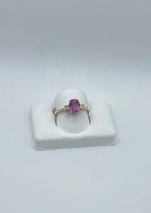 Elegant 18k Yellow Gold Pink Sapphire Ring with 0.20ct Diamonds, Size 6.5