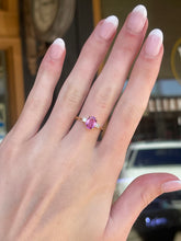 Load image into Gallery viewer, Elegant 18k Yellow Gold Pink Sapphire Ring with 0.20ct Diamonds, Size 6.5
