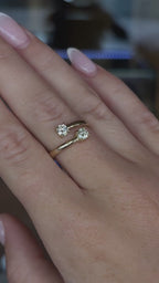 14K Yellow Gold Diamond Bypass Cuff Ring