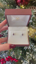 Load and play video in Gallery viewer, 14K White Gold Purple Alexandrite and Diamond Earrings
