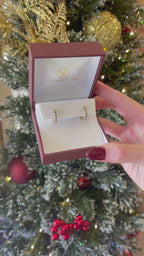 14k Yellow Gold Alternating Diamond and Blue Sapphire Huggie Earrings