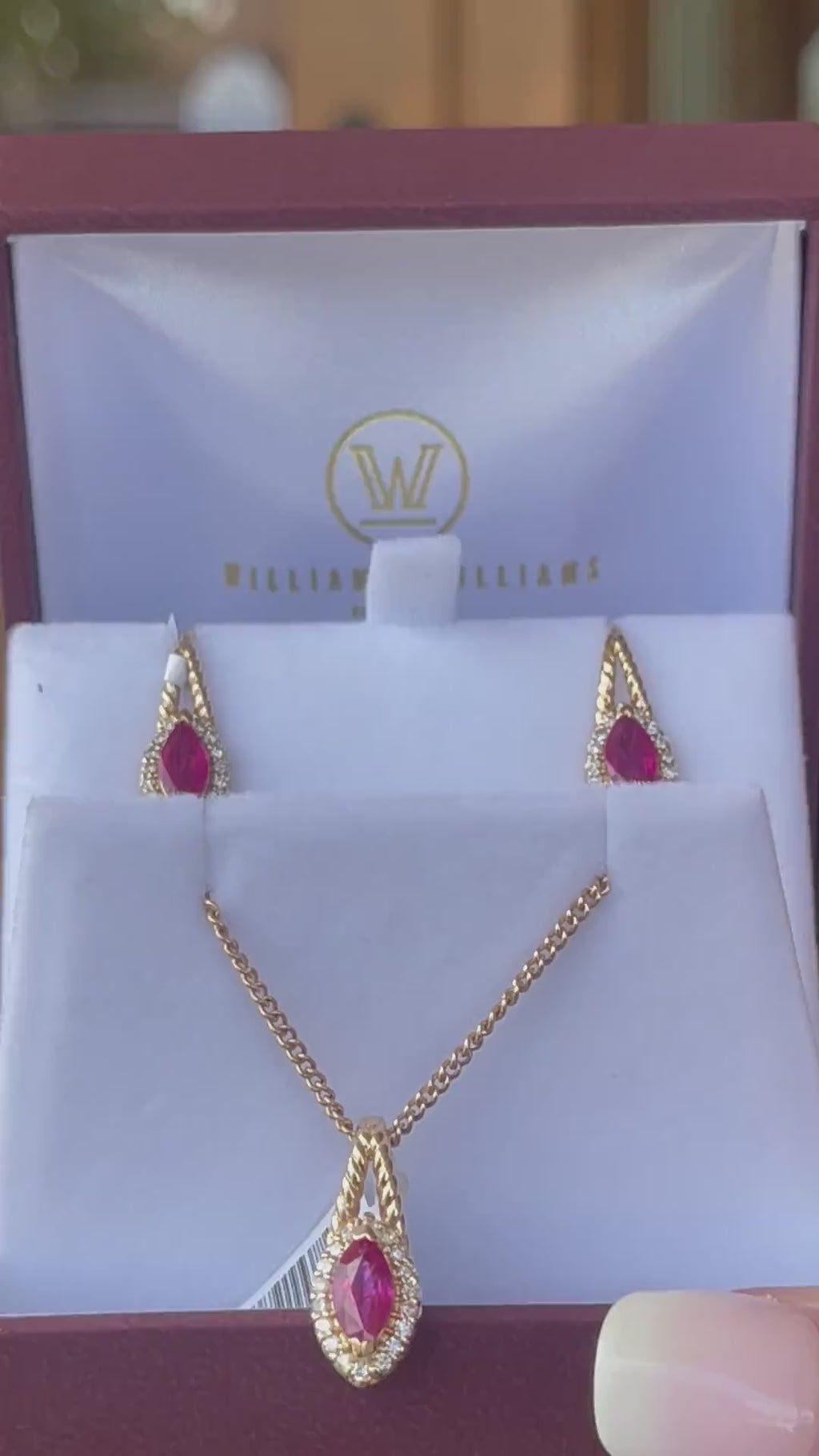 14k Yellow Gold Marquise-Cut 1.30ctw Ruby and 0.40ctw Diamond Drop Earrings