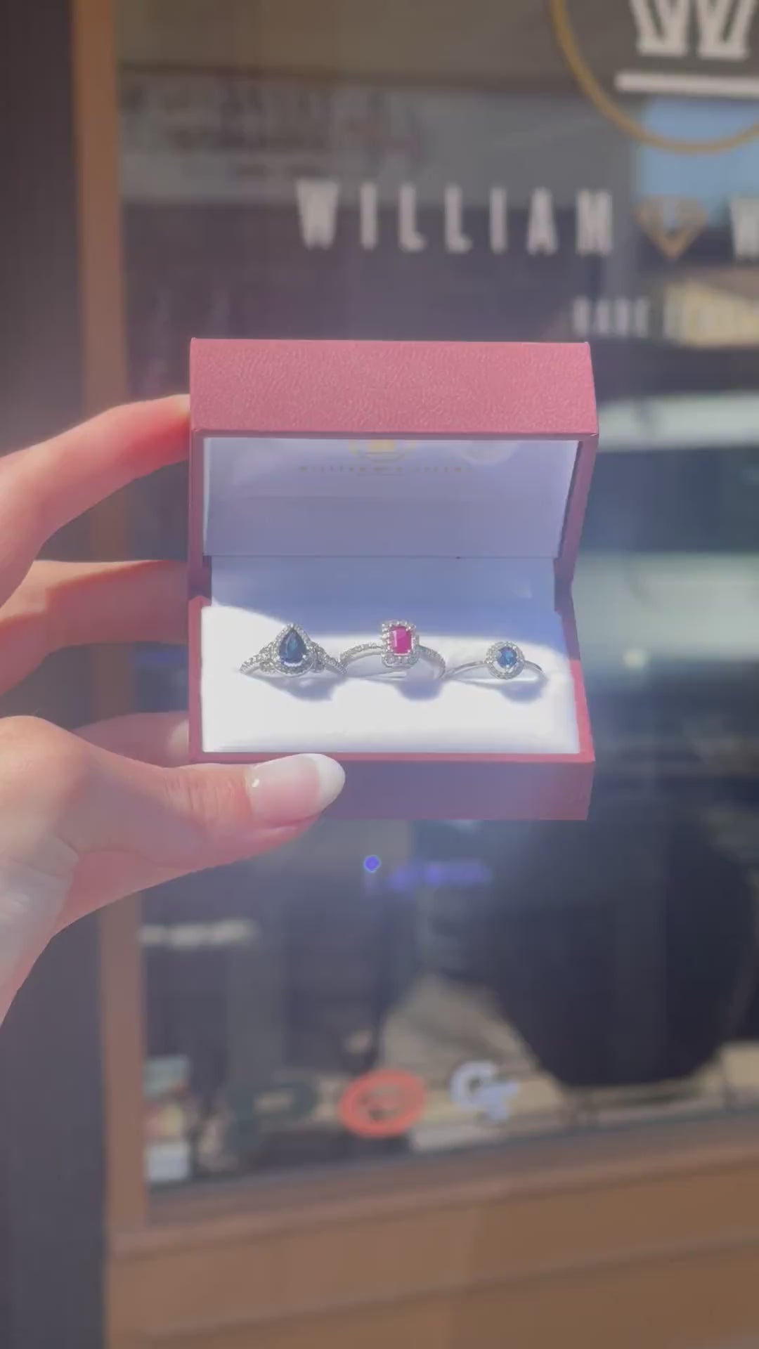 14k White Gold Round Sapphire and Diamond Halo Ring