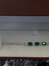 Load and play video in Gallery viewer, 18K White Gold Bracelet with 2.50ctw Zambian Emeralds &amp; 2.40ctw Diamonds
