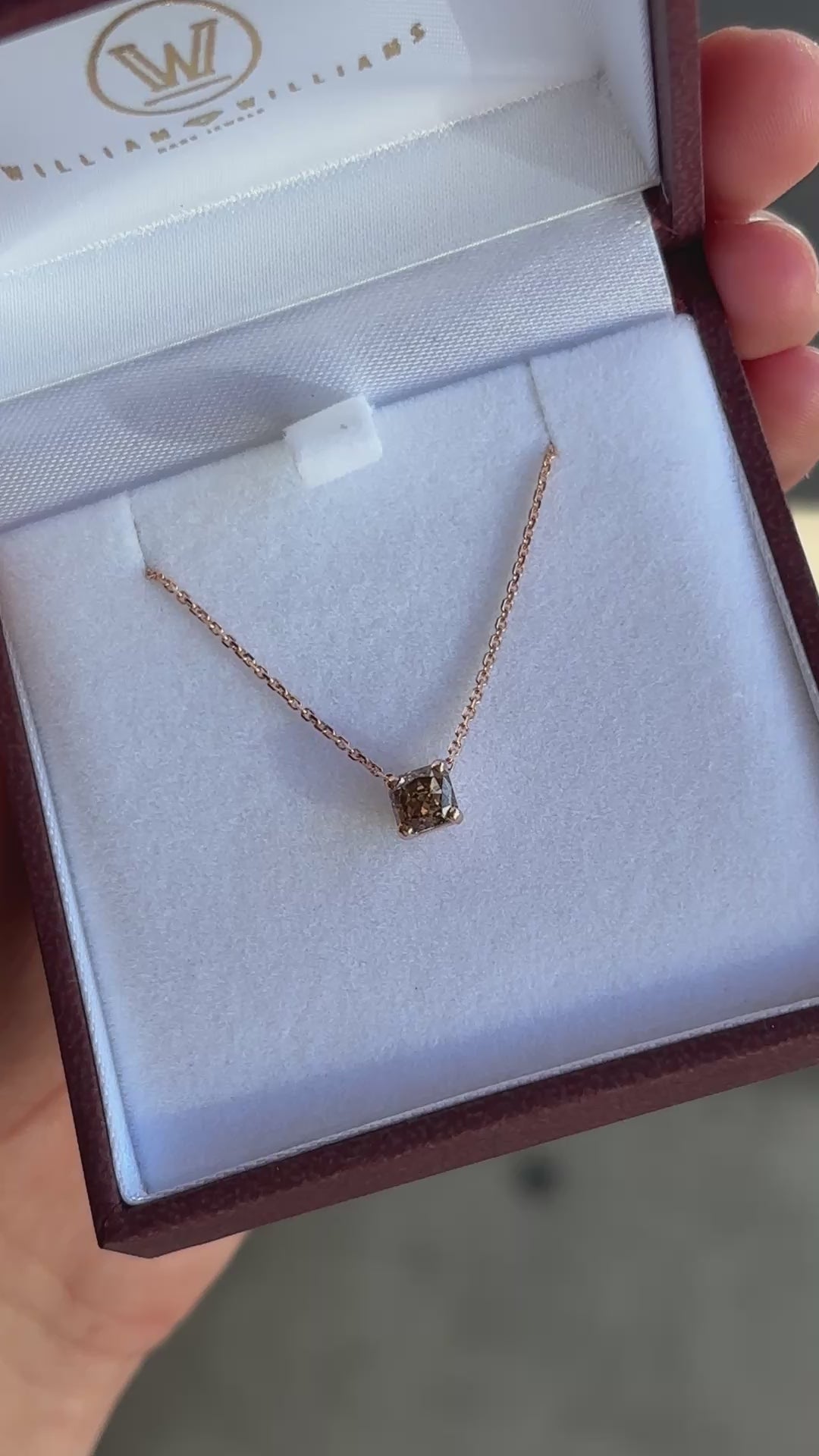 14k Rose Gold + Radiant Cognac Diamond Pendant