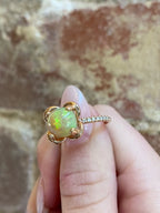 Ethiopian Opal & Diamond 14K Rose Gold Ring – Size 6.75