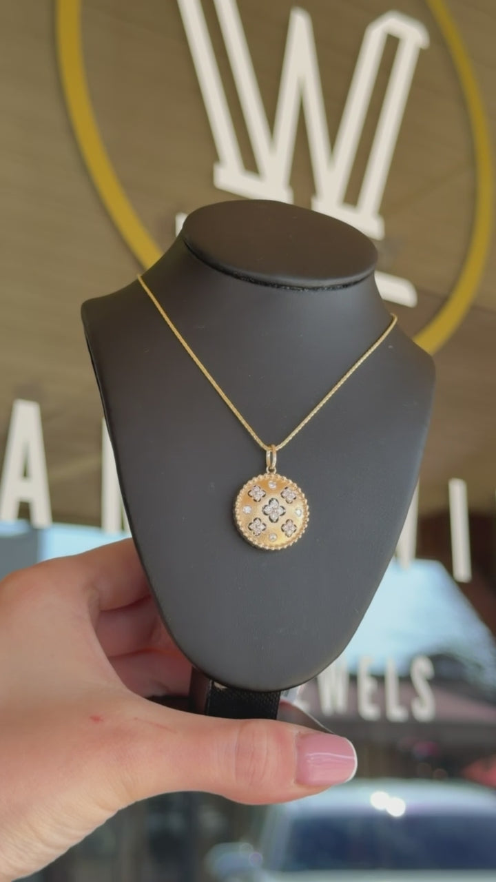 Golden Quatrefoil Diamond Pendant
