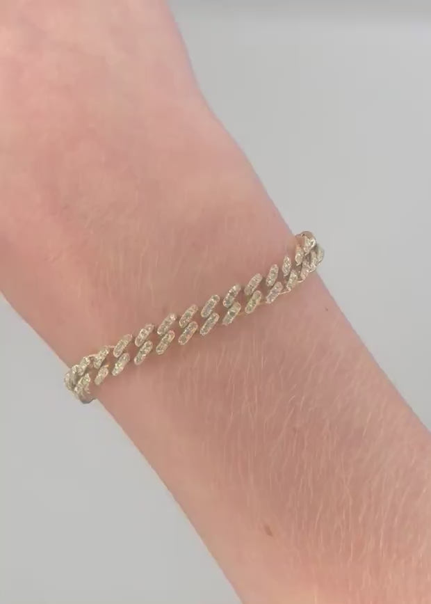 14k Yellow Gold Cuban Link Diamond Bracelet