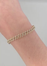 Load and play video in Gallery viewer, 14k Yellow Gold Cuban Link Diamond Bracelet
