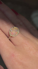 Load and play video in Gallery viewer, 18K Yellow Gold Opal and Diamond Halo Ring
