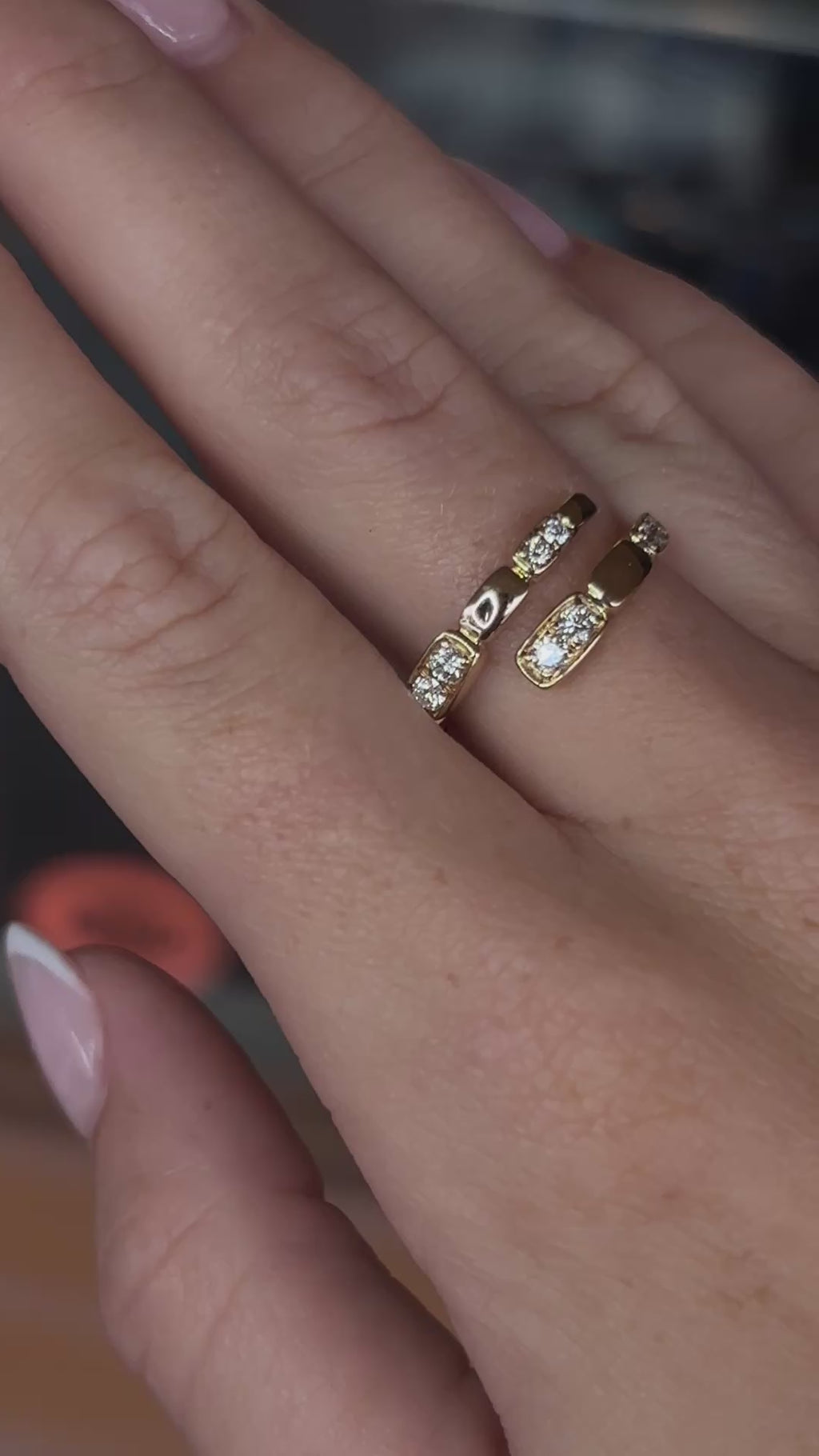 14K Yellow Gold Diamond Snake Ring