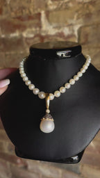 South Sea Cultured Baroque Pearl Enhancer with 13 Diamonds in 14k Yellow Gold