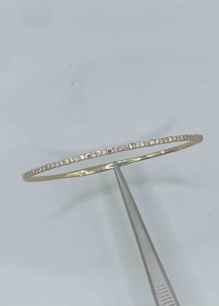 14K Yellow Gold and Diamond Flexi Bangle - 0.51ct Princess Cut Diamonds