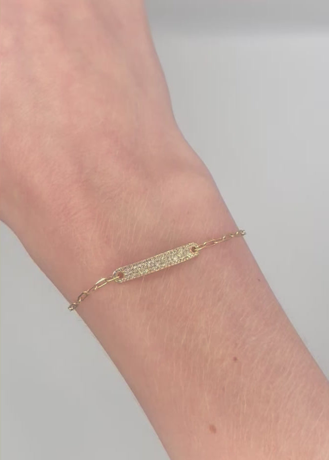 14k Yellow Gold Diamond Paperclip Chain Bracelet