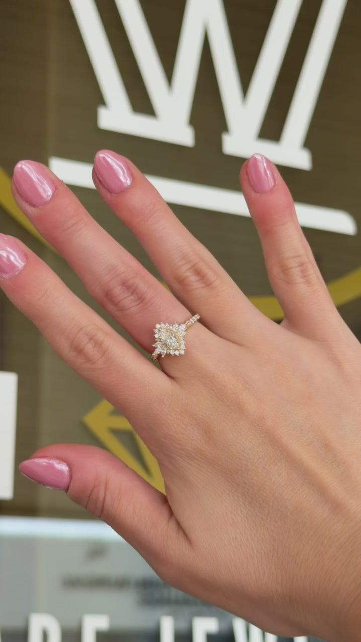 Yellow Gold & Diamond Halo Engagement Ring