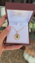 Load and play video in Gallery viewer, 14K Yellow Gold Emerald Halo Pendant with Fluted Dome Setting
