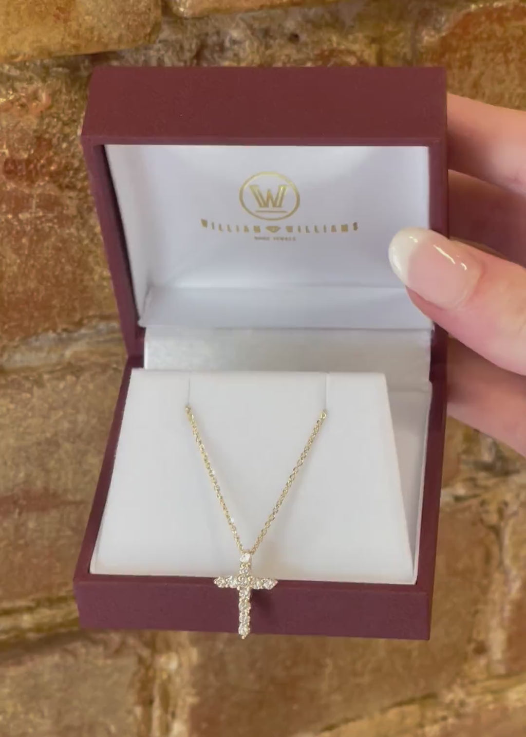 14K Yellow Gold and Diamond Cross Pendant - 0.48ct Round Diamonds