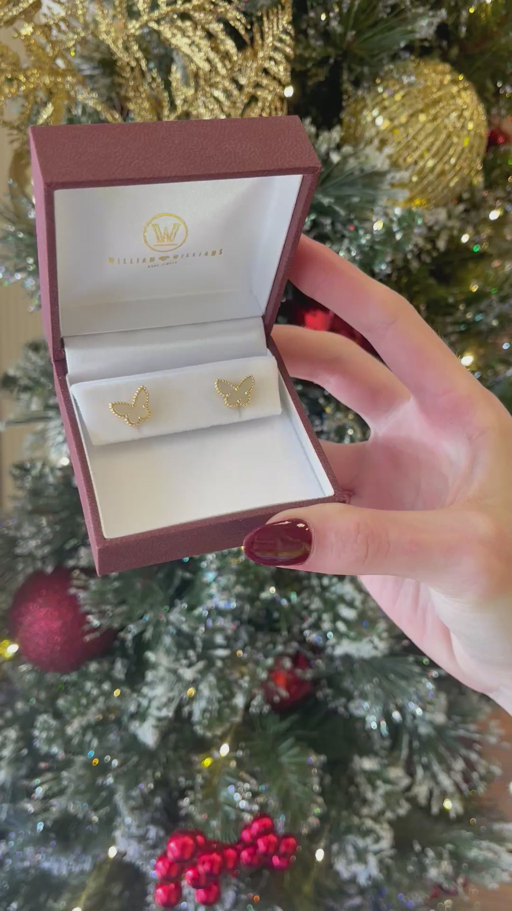 18K Yellow Gold Mother of Pearl Butterfly Stud Earrings