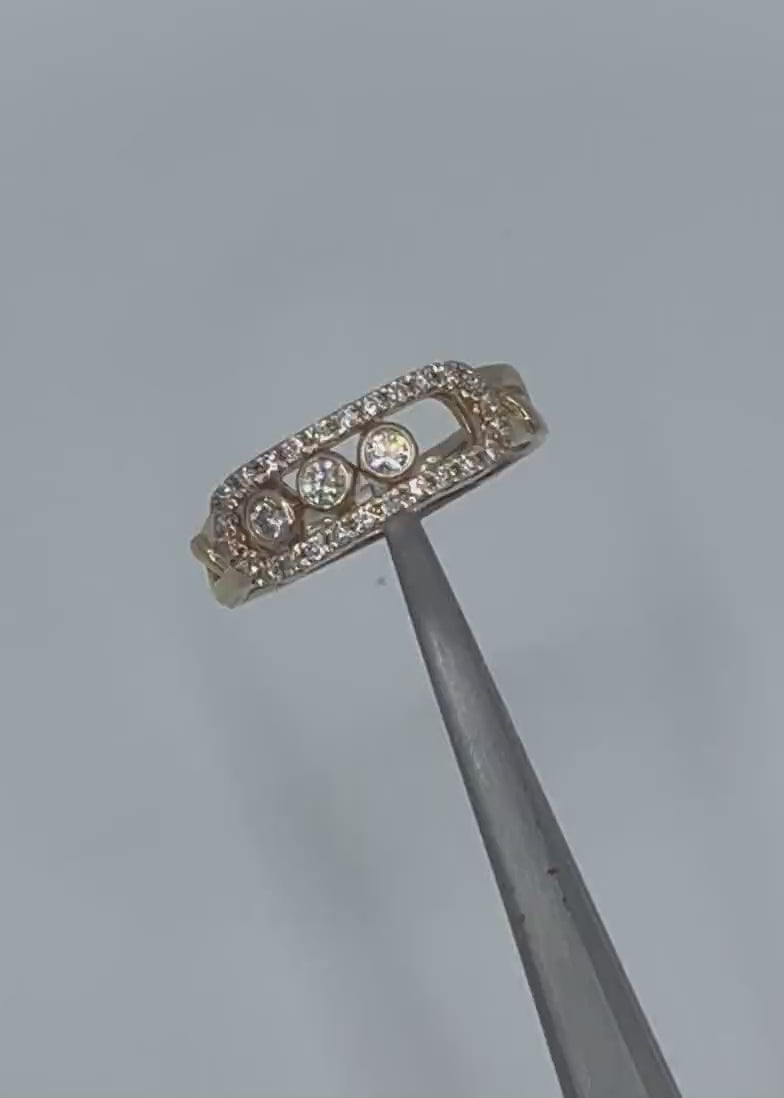 14K Yellow Gold and Diamond Slider Ring - 0.39ct Diamonds