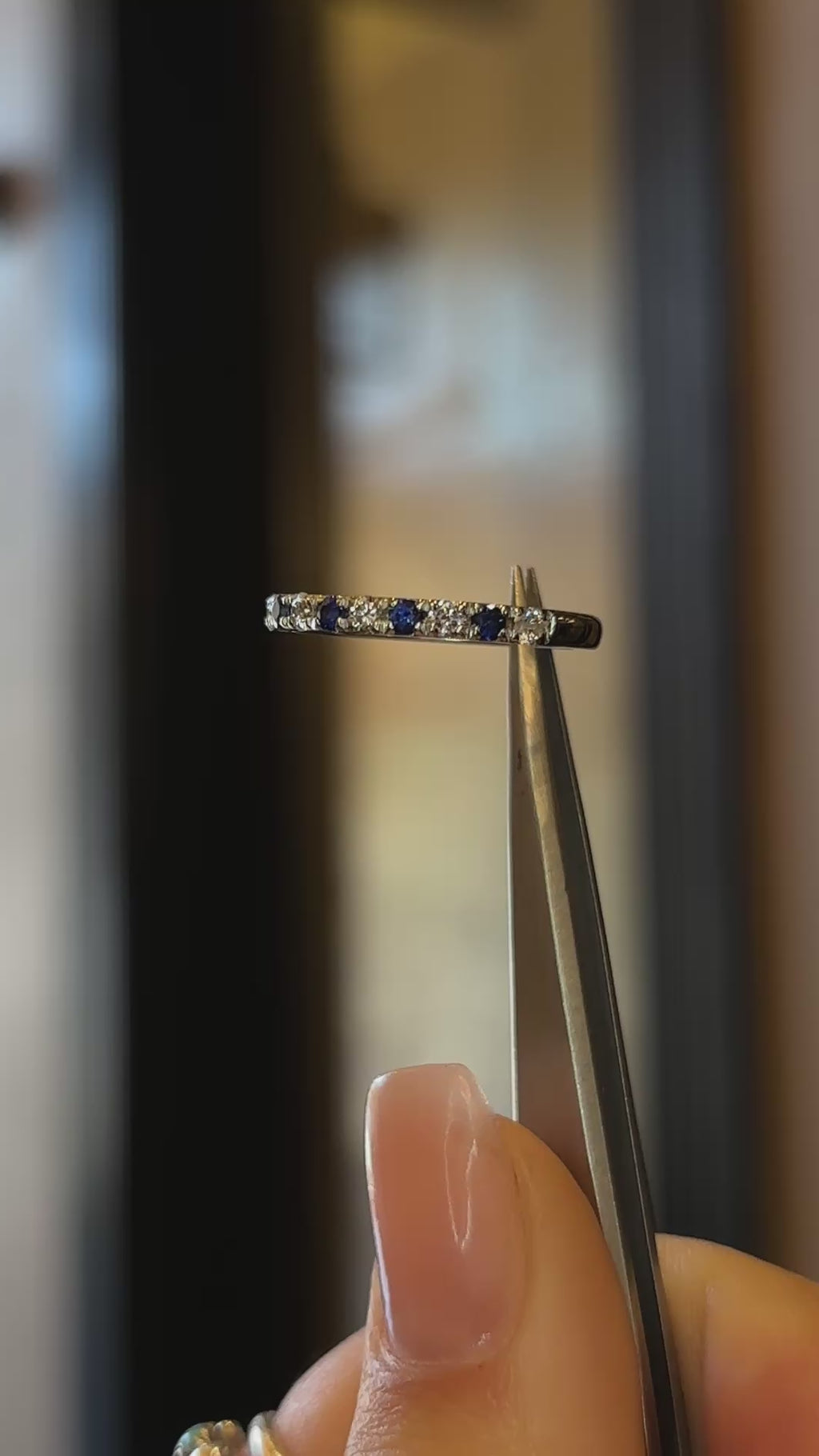 Platinum Sapphire & Diamond Band – Size 6