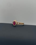 Elegant Twisted Rope Split Shank Marquise Ruby and Diamond Ring
